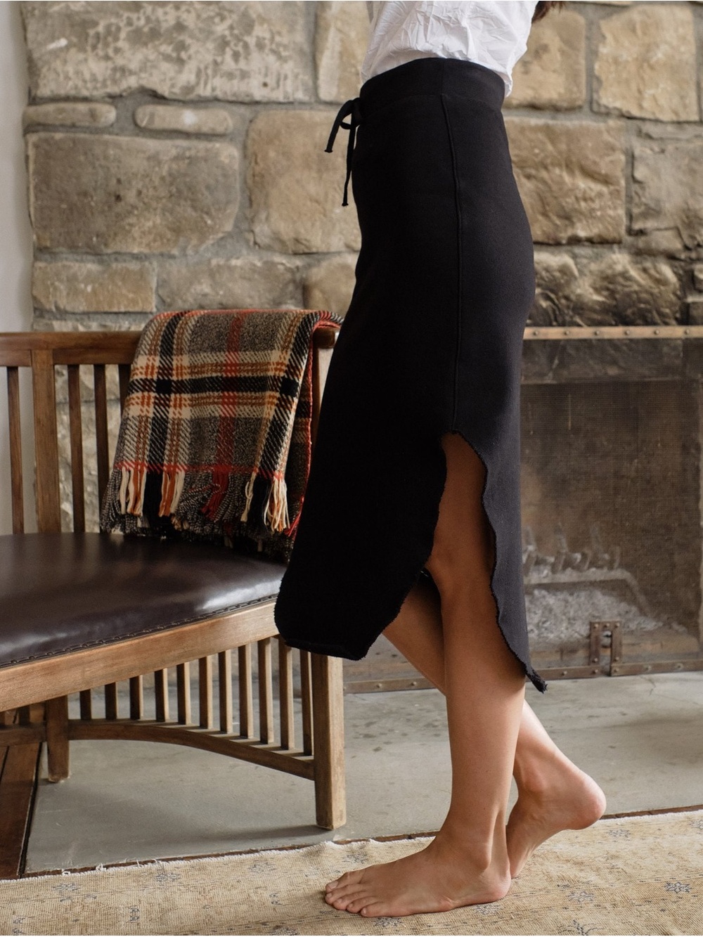 Frank & Eileen Donegal Skirt Unforgettable Triple Fleece in Black Size S